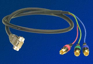 Belden 1522A Cable with HD-15 plug and Three RCA plugs, for Component Video or Sync-on-green RGB